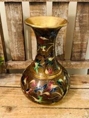 ROBERT KUO CHINA CLOISON CLOISONNE BUTTERFLIES 8" VASE